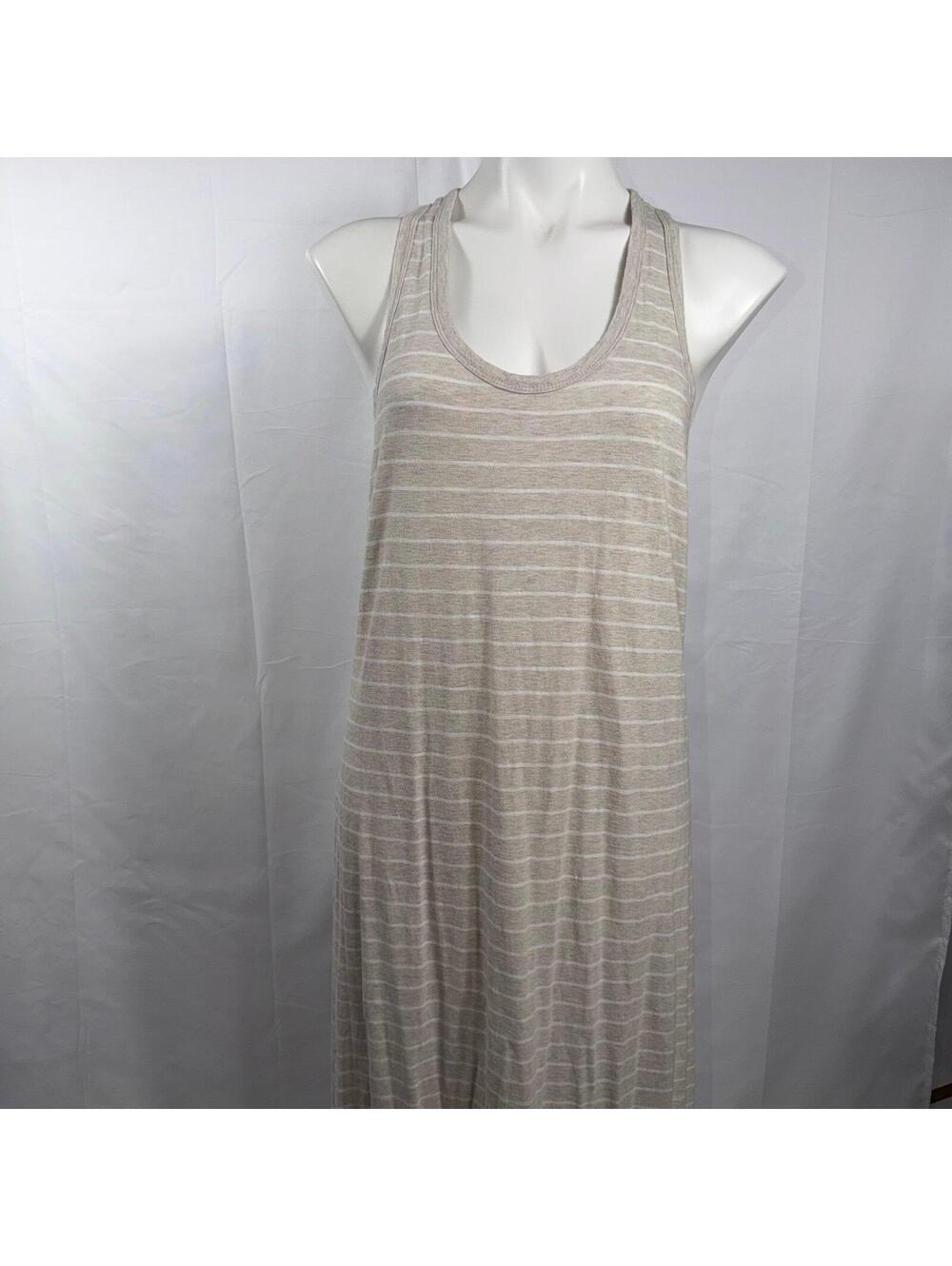 Gilligan & O’Malley Beige Striped Racerback Maxi Nightgown Large